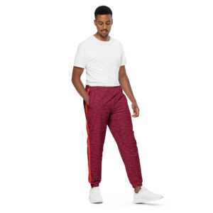 Burgundy light and orange stripe - Unisex track pants