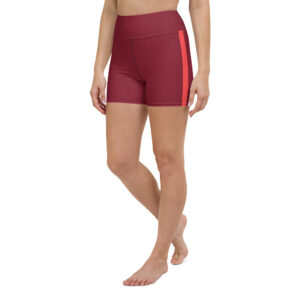 Burgundy and orange stripe - Yoga Shorts