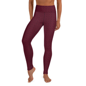 Burgundy square pattern Yoga Leggings